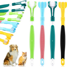 Triple Head Dog Toothbrush Set, Enhance Oral Dental Health With Ergonomic Design For Small To Large Dogs, Cats & Pets (4PCS)