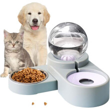 Gravity Waterer Dispenser for Pet Feeder, Large Capacity Automatic Drinking Bottle for Dogs and Cats (Blue)