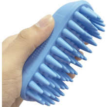 Pente de borracha massageador suave, multifuncional para higiene de animais de estimação de pelo curto e longo, com cabo em anel ajustável para