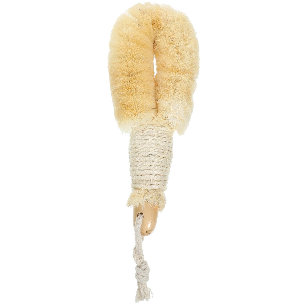 Natural Sisal Body Brush with Wooden Handle for Gentle Exfoliation, Wet and Dry Full Body Cleansing
