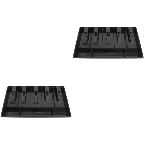 2Pièces Caisse En Noir Avec 5 Sections Billets Et 4 Rangement Pièces 2