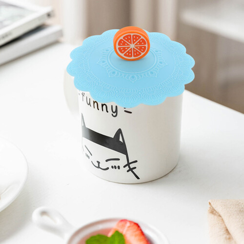 4Pcs Creative Two-Color Blue Silicone Cup Lids Leakproof and Durable 1