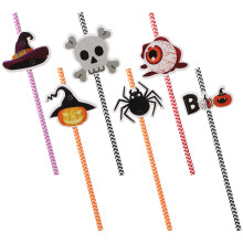 30Paquets Pailles Papier Halloween Rayures Colorées Pour Amusante