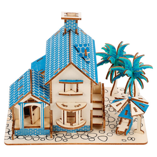 2 Pièces Villa 3D En Bois À Monter Pour Enfants 2