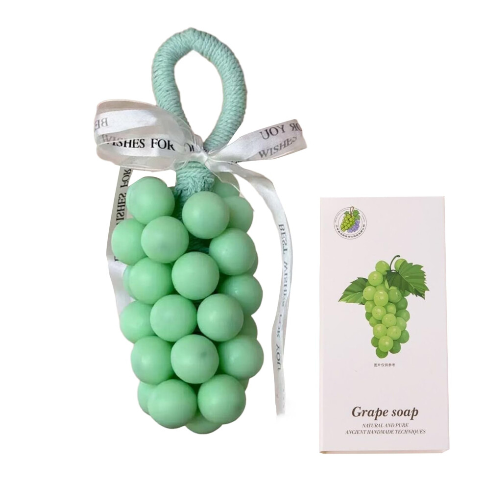 Handmade Decorative Soap with Longlasting Fragrance, Green Grape Shape Hanging Gift for Bath and Closet
