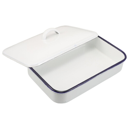 2Pièces Plat Émaillé Couvercle Polyvalent Cuisine Maison 2