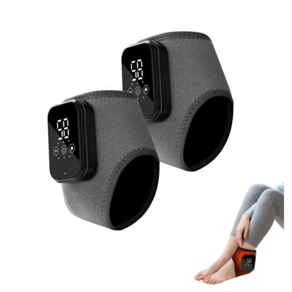Grey Wireless Heated Foot And Ankle Massager With Heat Therapy, 3 Vibration Modes, 2Pack