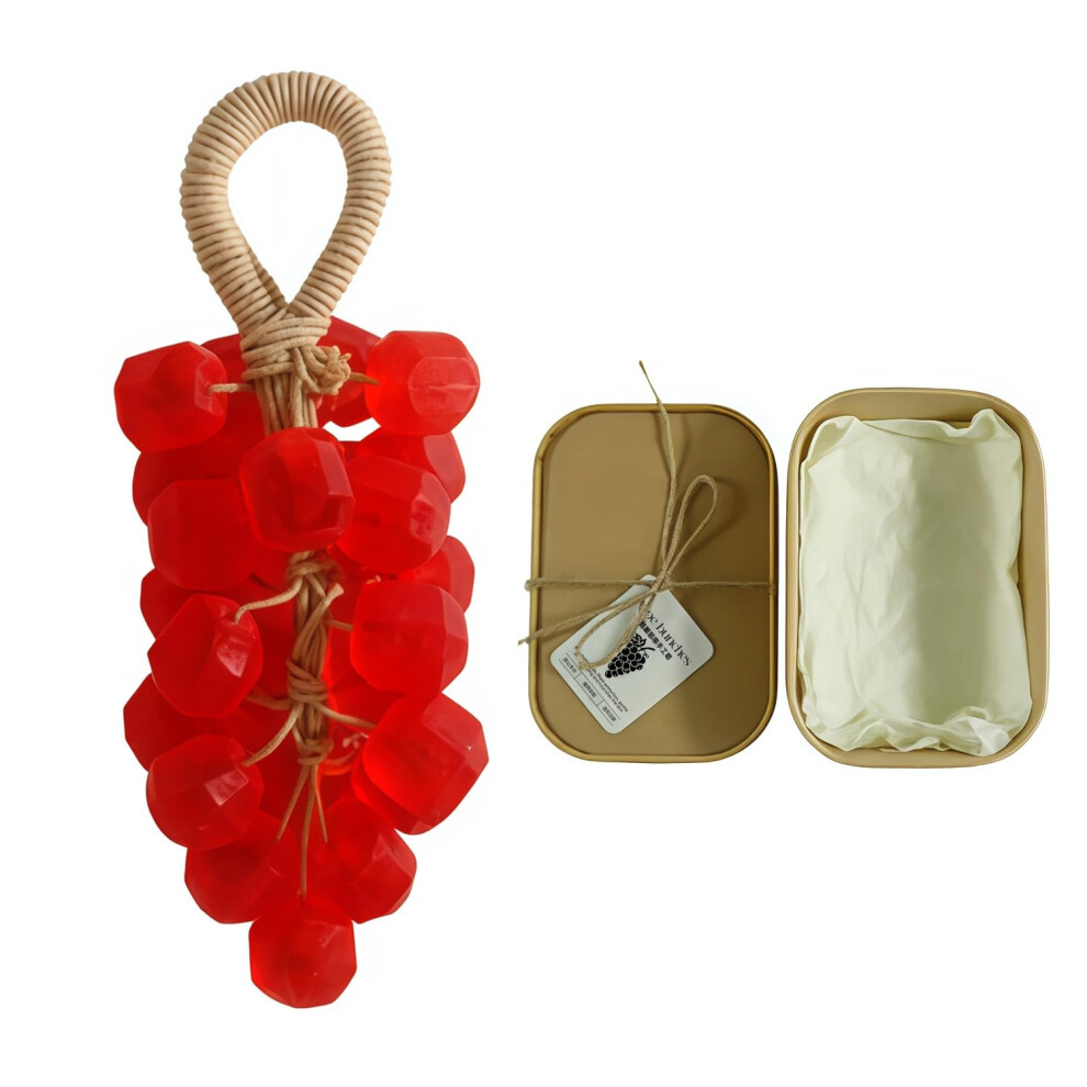 Rose Scented Hanging Soap Bar with Decorative Grape Shape and LongLasting Fragrance, 1pc Set