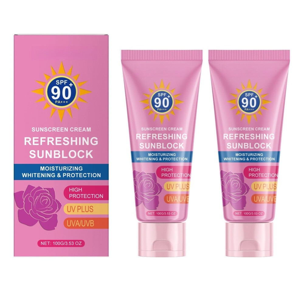2PCS Sunscreen SPF 90 PA+++ Waterproof SweatResistant Facial and Body Sunblock with Tinted Coverage