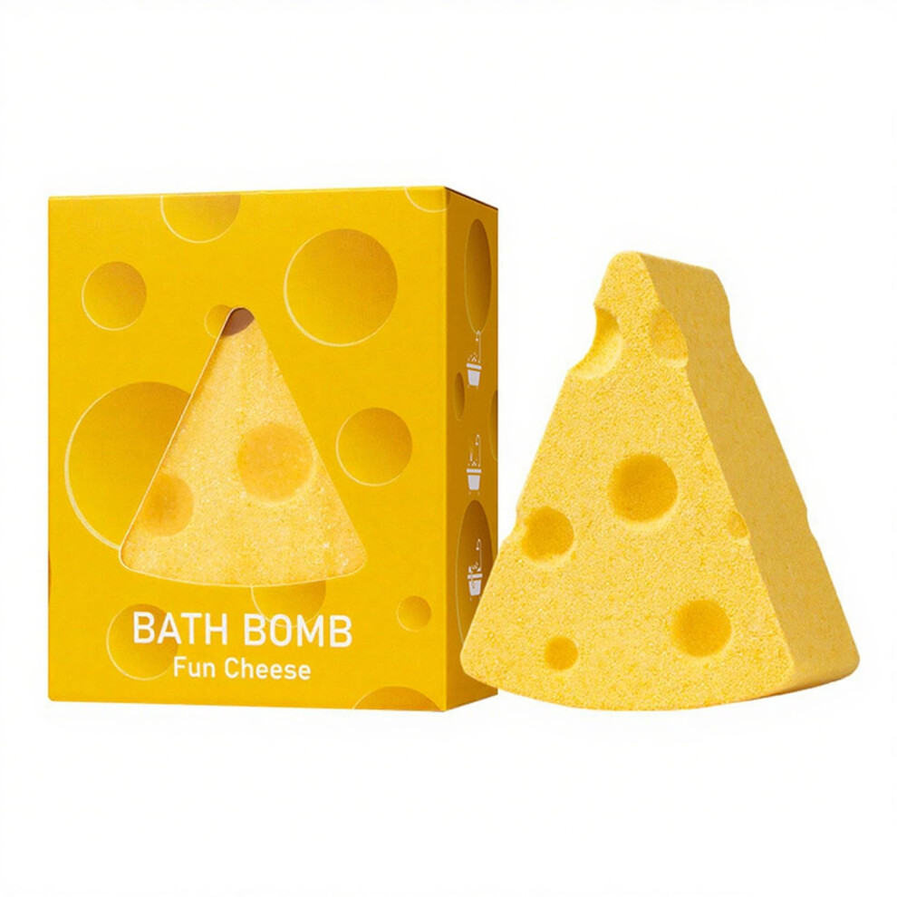 Cheese Shaped Yellow Bath Bomb with Shea Butter and Coconut Oil, Rich Bubble Foam Single Use