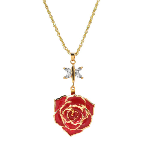 Κοσμηματοθήκη Forever Rose, Κολιέ βουτηγμένο σε χρυσό 24 καρατίων, Δώρα για αιώνια 2