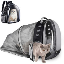 Rugzak in de vorm van een ruimtecapsule met kattenprint, doorzichtig venster, ideaal voor reizen en avonturen (verstelbaar en uitschuifbaar).