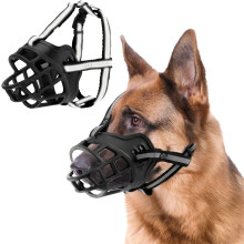 Dog Muzzle, Breathable Mesh Basket-Style Muzzle for Full Mouth Protection, Comfort-Fit Design Ensuring Unrestricted Drinking & Panting, Adjustable