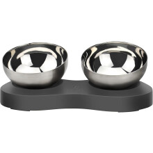Erhöhter Katzennapf aus Edelstahl, ergonomisches Design für komfortables Fressen, rutschfester Boden für Stabilität, perfekte Bogenform und