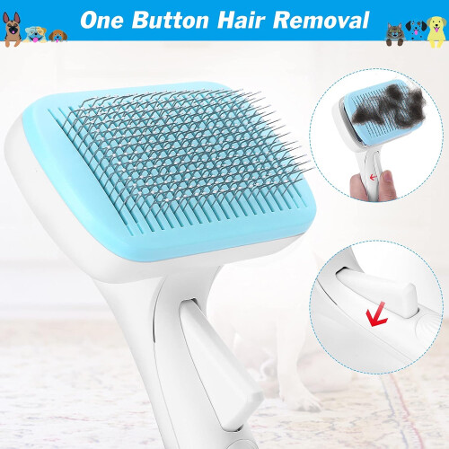 Αυτοκαθαριζόμενη βούρτσα Slicker για περιποίηση κατοικίδιων ζώων, σωματίδια μασάζ 2