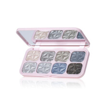 8 Color Highlighter Palette with Diamond Shimmer Finish, WaterResistant Face and Eye Glow (02 Platinum Crystal Cool)
