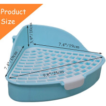 Bandeja higiênica de canto para animais de estimação, feita de plástico resistente com grades removíveis, ideal para pets de pequeno porte,