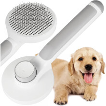 Pet Slicker Brush, Stainless Steel Teeth for Deep Hair Penetration, Comfortable Round Handle, One-Piece Separation Design with One-Button Hair Removal