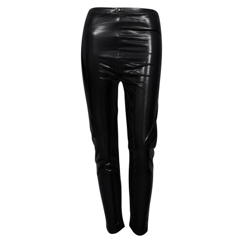 1St Zwarte Dames Leren Leggings Elastische Taille Broek
