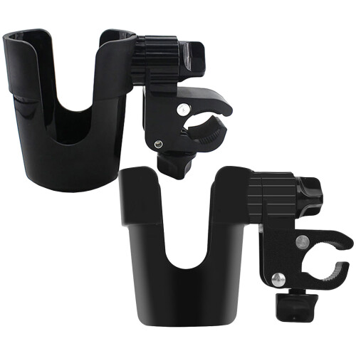 2Pièces -Gobelet Clip ABS Noir Pour Poussette Bébé