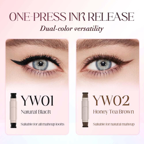 Waterproof Winged Eyeliner Stamp Pen with Rotating Foldable Tip, QuickDry SmudgeProof Brown 2