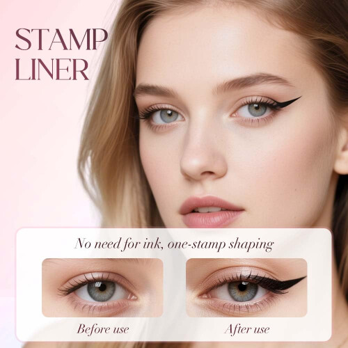 Waterproof Winged Eyeliner Stamp Pen with Rotating Foldable Tip, QuickDry SmudgeProof Brown 1