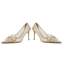 1Paire Talons Femme Été Filet Beige