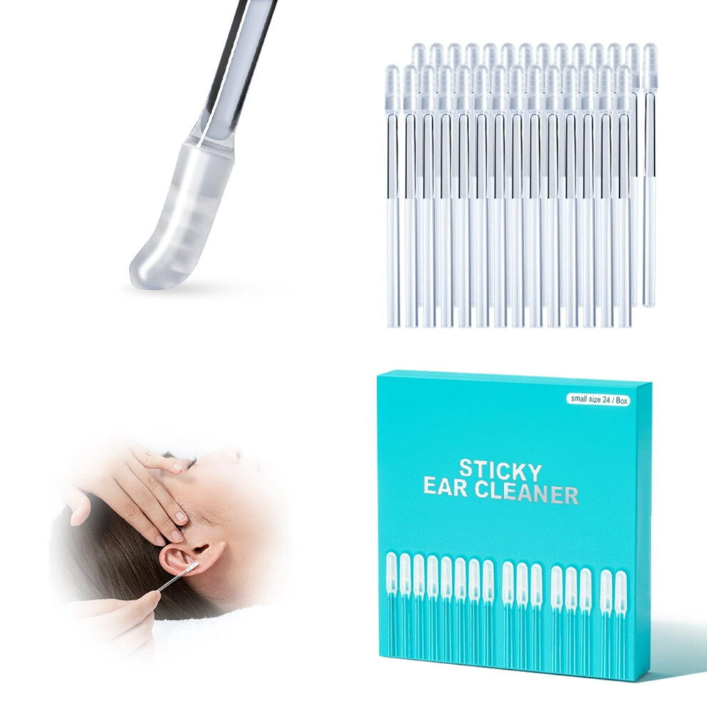 Earwax Removal Tool Set 24pcs with Gentle Rubber Tip for Kids and Adults, Washable Reusable Swabs