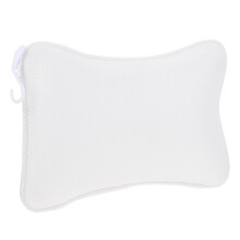 Bath Pillow with Strong Suction Cups, QuickDry Tub Cushion for Neck and Back Support, White