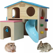 Ideal Sleep Spot For Small Furry Pets, Breathable Living Wooden House With Lookout Holes Easy To Install Hamster Hideout Portable Entertainment Place