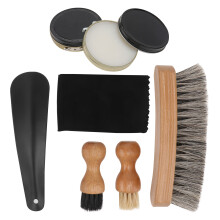 1Ensemble Kit Soins Chaussures Crème Cuir Brosse Bois Noir Durable
