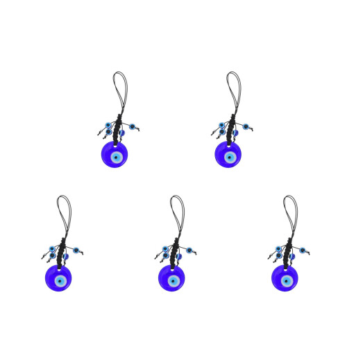 5Pcs Compact Blue Glass Evil Eye Charms Car Ornament Decor 1