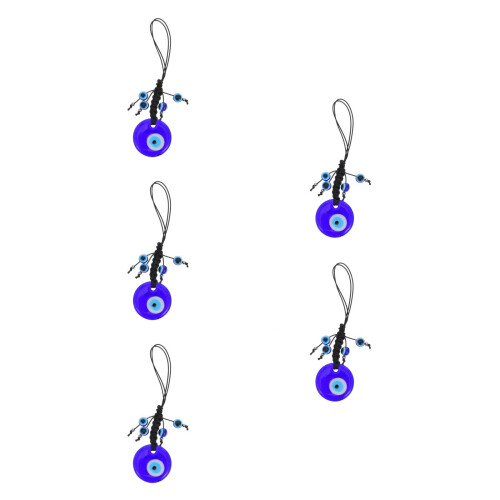 5Pcs Compact Blue Glass Evil Eye Charms Car Ornament Decor 2