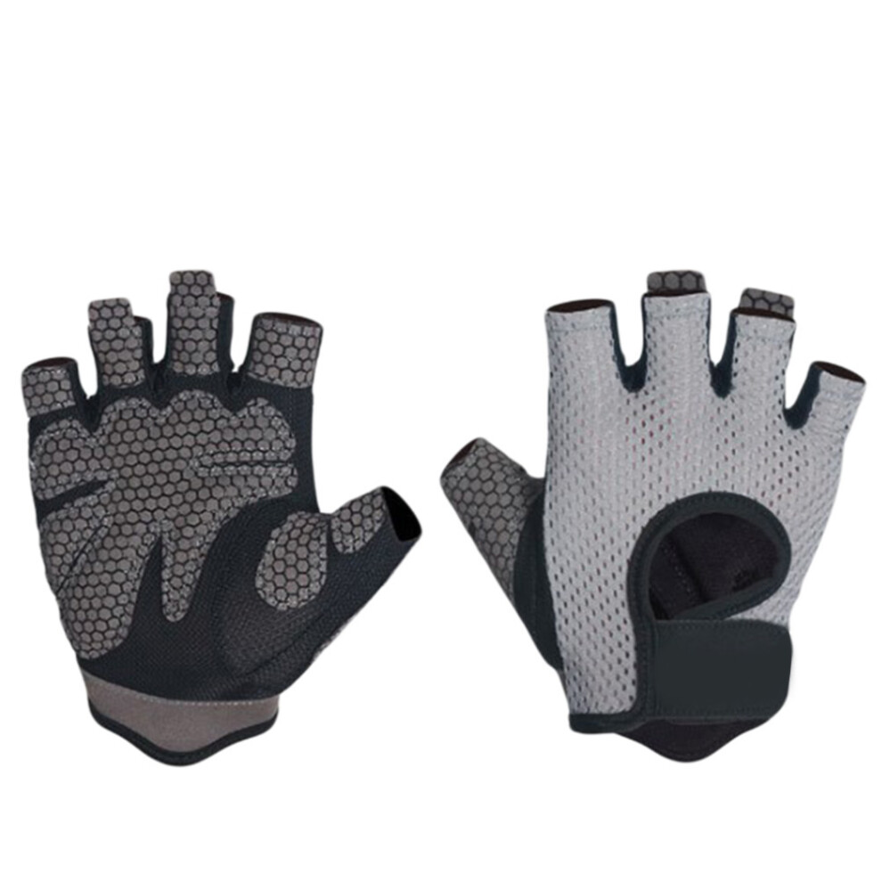 1Pair Outdoor Half Finger Gloves Nonslip Breathable Riding Gloves Grey 3613894254045
