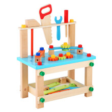 2Sets Combined Tool Table Toy Bright Durable Wood Kids Role Play Set