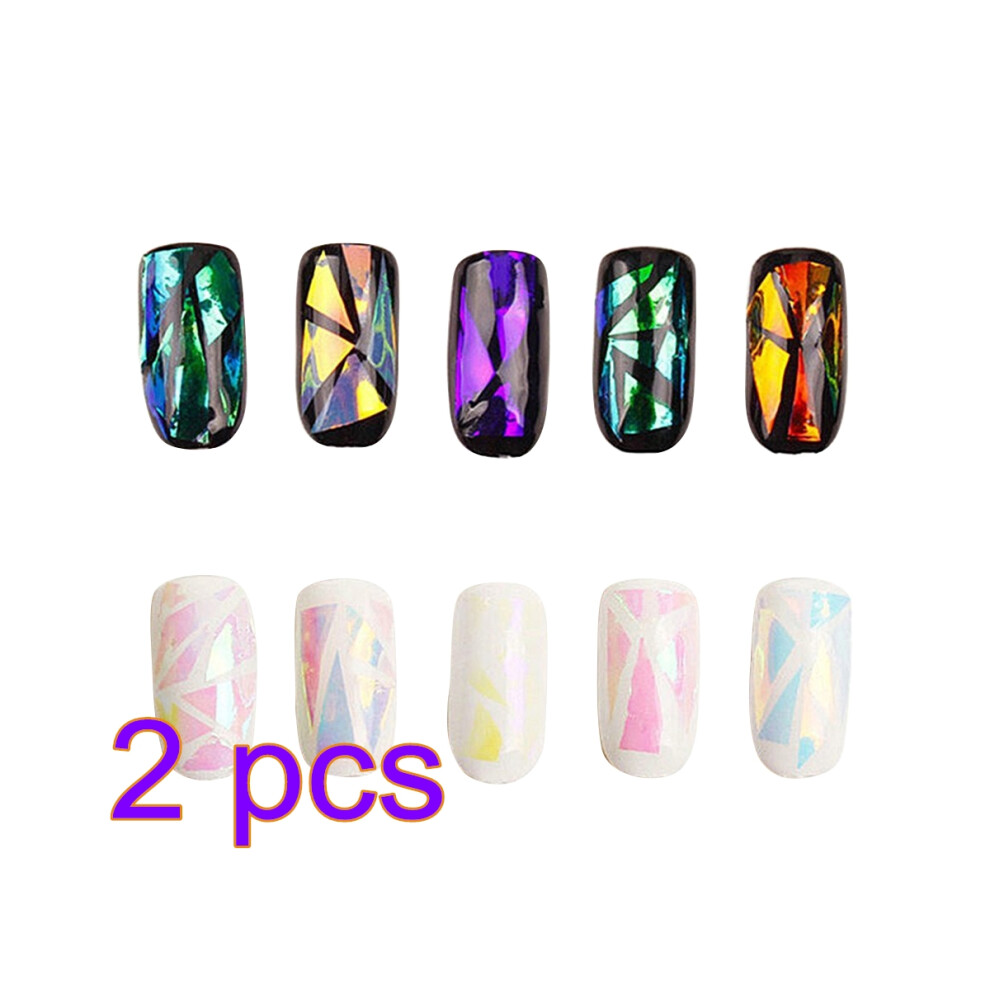 Villcase 20Pcs Assorted Color Nail Art Stencils Nail Foil Broken Glass Diy Set