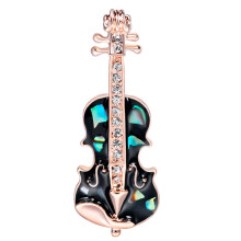 3Pcs Enamel Violin Brooch Pins Black Stylish Badges Gift for Bags