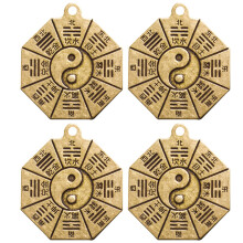12Pcs Khaki Brass Taoists Pendants Bagua Vintage DIY Keychain Charm