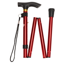 Lightweight Red Aluminum Foldable Crutch for Elderly & Outdoors 82-92cm