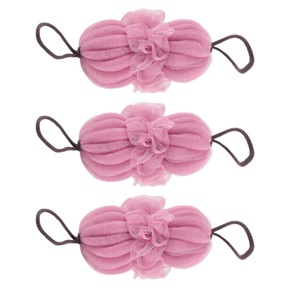 Bath Loofah Sponges 3 Pack Pink Soft Mesh Shower Pouf Body Scrubber for Deep Cleansing