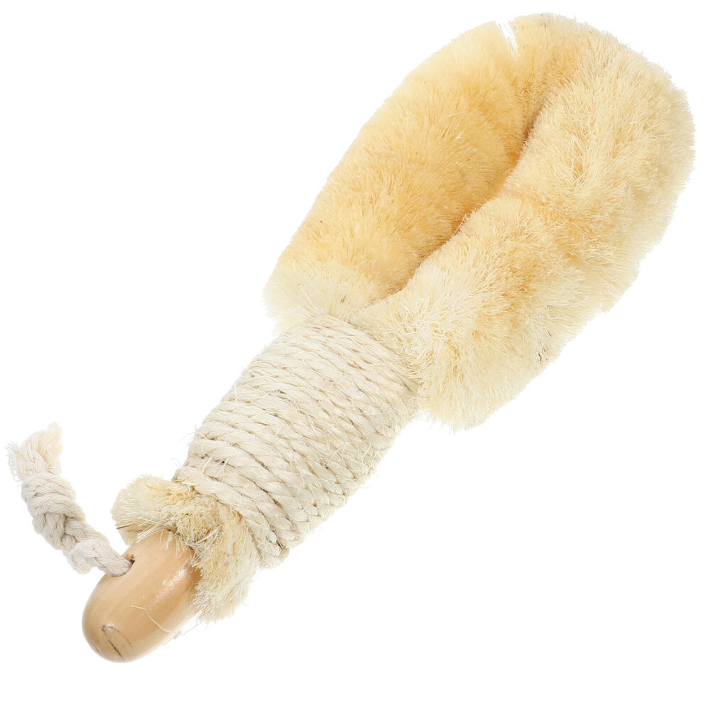 Bath Brush with Ergonomic Wooden Handle, Dry and Wet Body Scrubber for Full Body Exfoliation
