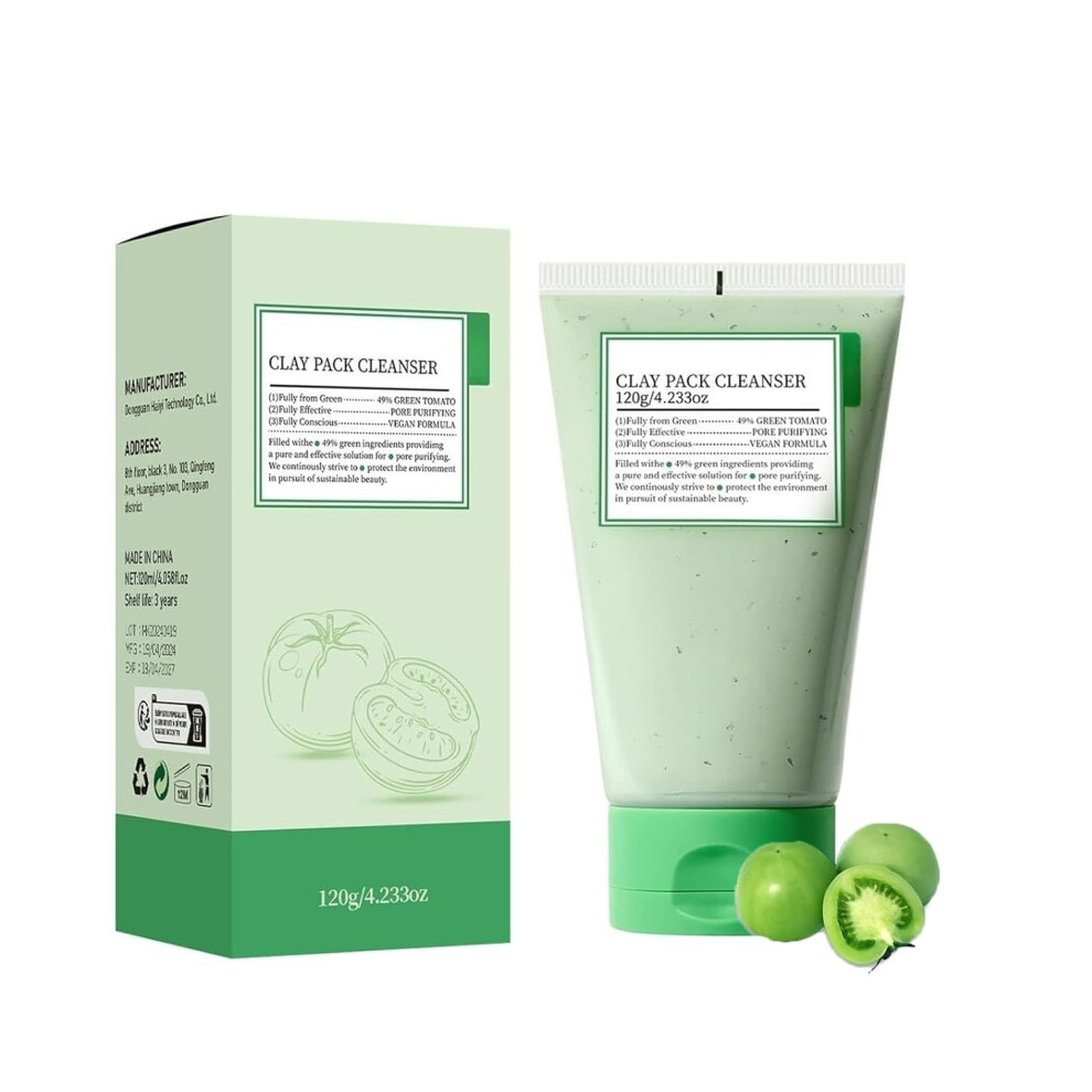 Green Clay Face Mask With Tomato Extract, Deep Pore Cleansing And Oil Control, 120Ml Tube