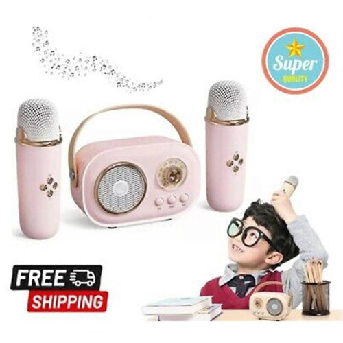 (1 Mic,pink)Cozy Home Speaker and Microphone,Mini Karaoke Machine Portable Bluetooth Speaker