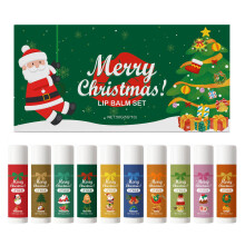 10 Pack Christmas Lip Balm Set Deep Hydration Stocking Stuffers Holiday Gift Pack for Coworkers Green