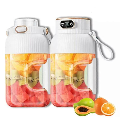 (two cups  two lids, white) Multifunctional Portable Juicer Cup with Digital Display,Portable Smoothie Blend