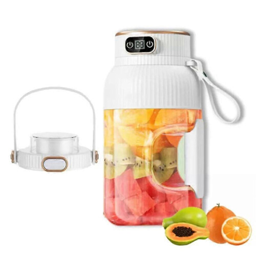 (single cup  two lids, white) Multifunctional Portable Juicer Cup with Digital Display,Portable Smoothie Blend