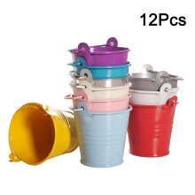 12pcs candy colored mini metal buckets for home, balcony, wedding