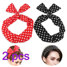 4 Pcs Women Chiffon Head Wrap Elastic Stretch Dot Hairband