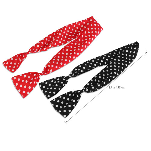 4 Pcs Women Chiffon Head Wrap Elastic Stretch Dot Hairband 2