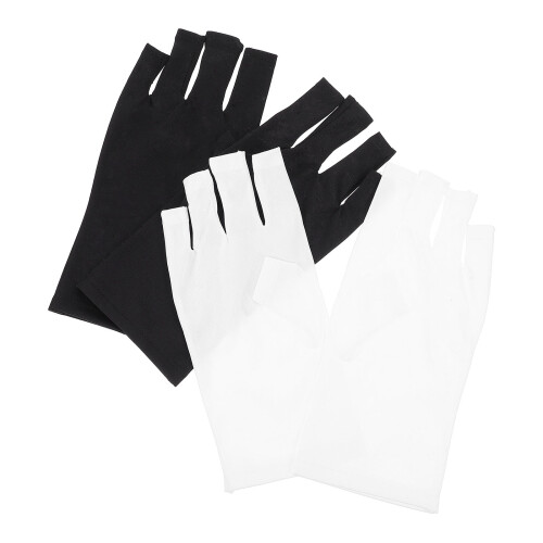4Pairs Polyester Manicure Skin Protective Uv Shield Fingerless Gloves 1